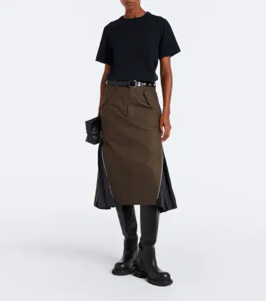 Sacai Pleated cotton midi skirt | Thumbnail 6 Sacai Pleated cotton midi skirt | Thumbnail 6