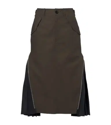 Sacai Pleated cotton midi skirt | Thumbnail 1 Sacai Pleated cotton midi skirt | Thumbnail 1
