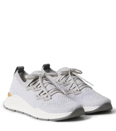 BRUNELLO CUCINELLI KIDS Suede-trimmed sneakers | Thumbnail 1 BRUNELLO CUCINELLI KIDS Suede-trimmed sneakers | Thumbnail 1