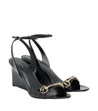 Gucci Donna patent leather wedge sandals | Thumbnail 1 Gucci Donna patent leather wedge sandals | Thumbnail 1