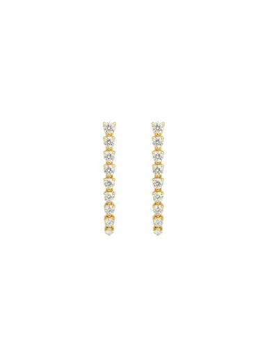 Wish Fine Jewelry Diamond 14K Gold Linear Drop Earrings | Thumbnail 1 Wish Fine Jewelry Diamond 14K Gold Linear Drop Earrings | Thumbnail 1