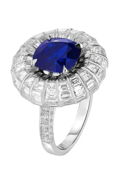 CICADA Blue Sapphire Baguette Diamond Halo Ring | Thumbnail 1 CICADA Blue Sapphire Baguette Diamond Halo Ring | Thumbnail 1