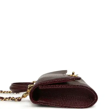 Chanel Chanel Long Top Handle Clutch with Chain Dark Burgundy Lizard Embossed Calfskin Gold Hardware | Thumbnail 3 Chanel Chanel Long Top Handle Clutch with Chain Dark Burgundy Lizard Embossed Calfskin Gold Hardware | Thumbnail 3