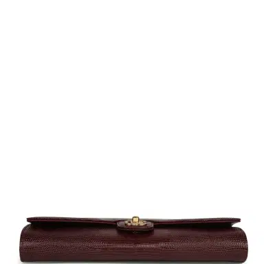 Chanel Chanel Long Top Handle Clutch with Chain Dark Burgundy Lizard Embossed Calfskin Gold Hardware | Thumbnail 4 Chanel Chanel Long Top Handle Clutch with Chain Dark Burgundy Lizard Embossed Calfskin Gold Hardware | Thumbnail 4