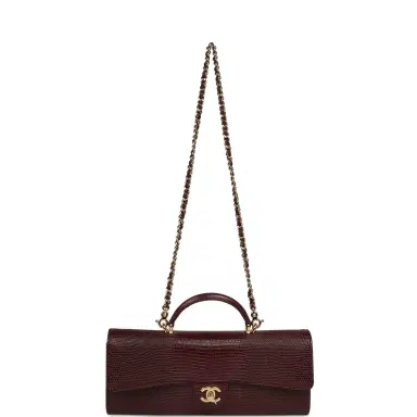 Chanel Chanel Long Top Handle Clutch with Chain Dark Burgundy Lizard Embossed Calfskin Gold Hardware | Thumbnail 6 Chanel Chanel Long Top Handle Clutch with Chain Dark Burgundy Lizard Embossed Calfskin Gold Hardware | Thumbnail 6