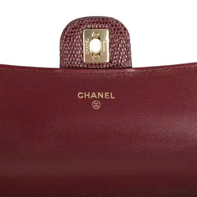 Chanel Chanel Long Top Handle Clutch with Chain Dark Burgundy Lizard Embossed Calfskin Gold Hardware | Thumbnail 7 Chanel Chanel Long Top Handle Clutch with Chain Dark Burgundy Lizard Embossed Calfskin Gold Hardware | Thumbnail 7