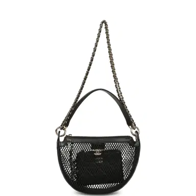 Chanel Chanel Round Clutch with Chain Black Mesh, Lambskin Light Gold Hardware | Thumbnail 6 Chanel Chanel Round Clutch with Chain Black Mesh, Lambskin Light Gold Hardware | Thumbnail 6
