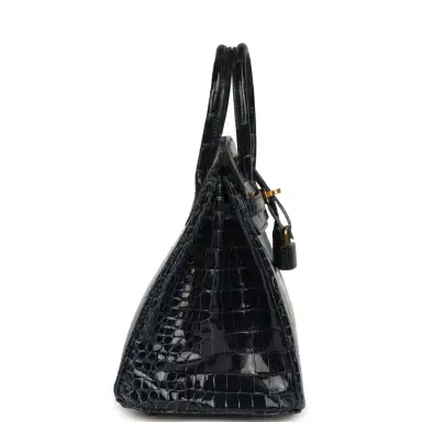 HERMÈS Hermes Birkin 25 Bleu Baltique Shiny Porosus Crocodile Gold Hardware | Thumbnail 3 HERMÈS Hermes Birkin 25 Bleu Baltique Shiny Porosus Crocodile Gold Hardware | Thumbnail 3