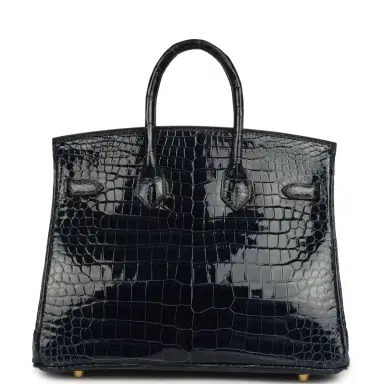 HERMÈS Hermes Birkin 25 Bleu Baltique Shiny Porosus Crocodile Gold Hardware | Thumbnail 4 HERMÈS Hermes Birkin 25 Bleu Baltique Shiny Porosus Crocodile Gold Hardware | Thumbnail 4