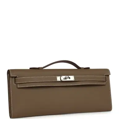 HERMÈS Hermes Kelly Cut Etoupe Swift Palladium Hardware | Thumbnail 2 HERMÈS Hermes Kelly Cut Etoupe Swift Palladium Hardware | Thumbnail 2