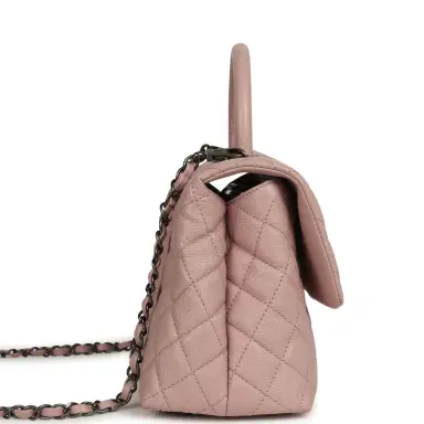 Chanel Pre-owned Chanel Medium Coco Handle Flap Bag Blush Caviar Aged Ruthenium Hardware | Thumbnail 3 Chanel Pre-owned Chanel Medium Coco Handle Flap Bag Blush Caviar Aged Ruthenium Hardware | Thumbnail 3
