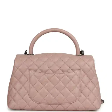 Chanel Pre-owned Chanel Medium Coco Handle Flap Bag Blush Caviar Aged Ruthenium Hardware | Thumbnail 4 Chanel Pre-owned Chanel Medium Coco Handle Flap Bag Blush Caviar Aged Ruthenium Hardware | Thumbnail 4