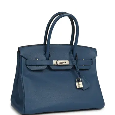 HERMÈS Pre-owned Hermes Birkin 30 Bleu Brighton Epsom Palladium Hardware | Thumbnail 2 HERMÈS Pre-owned Hermes Birkin 30 Bleu Brighton Epsom Palladium Hardware | Thumbnail 2