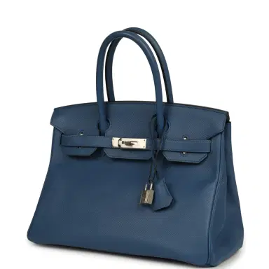 HERMÈS Pre-owned Hermes Birkin 30 Bleu Brighton Epsom Palladium Hardware | Thumbnail 5 HERMÈS Pre-owned Hermes Birkin 30 Bleu Brighton Epsom Palladium Hardware | Thumbnail 5