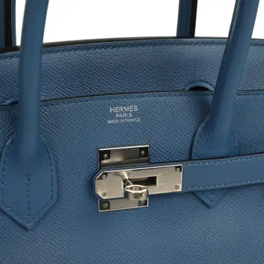 HERMÈS Pre-owned Hermes Birkin 30 Bleu Brighton Epsom Palladium Hardware | Thumbnail 7 HERMÈS Pre-owned Hermes Birkin 30 Bleu Brighton Epsom Palladium Hardware | Thumbnail 7