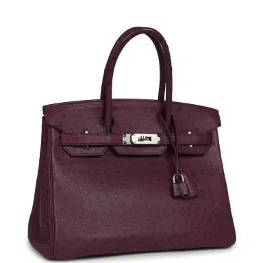HERMÈS Pre-owned Hermes Birkin 30 Violet Ostrich Palladium Hardware | Thumbnail 2 HERMÈS Pre-owned Hermes Birkin 30 Violet Ostrich Palladium Hardware | Thumbnail 2