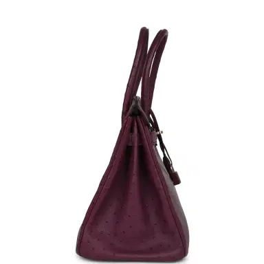 HERMÈS Pre-owned Hermes Birkin 30 Violet Ostrich Palladium Hardware | Thumbnail 3 HERMÈS Pre-owned Hermes Birkin 30 Violet Ostrich Palladium Hardware | Thumbnail 3