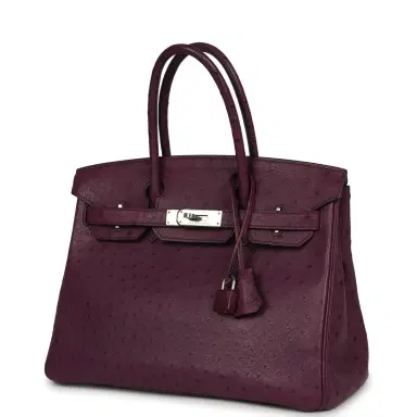 HERMÈS Pre-owned Hermes Birkin 30 Violet Ostrich Palladium Hardware | Thumbnail 5 HERMÈS Pre-owned Hermes Birkin 30 Violet Ostrich Palladium Hardware | Thumbnail 5