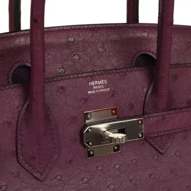HERMÈS Pre-owned Hermes Birkin 30 Violet Ostrich Palladium Hardware | Thumbnail 7 HERMÈS Pre-owned Hermes Birkin 30 Violet Ostrich Palladium Hardware | Thumbnail 7