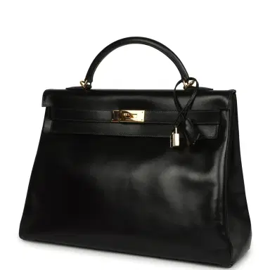 HERMÈS Vintage Hermes Kelly Retourne 40 Black Box Gold Hardware | Thumbnail 5 HERMÈS Vintage Hermes Kelly Retourne 40 Black Box Gold Hardware | Thumbnail 5