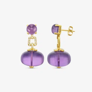 GOSHWARA Goshwara Beyond 18K Yellow Gold Amethyst & Diamond Drop Earrings by The Solist | Thumbnail 3 GOSHWARA Goshwara Beyond 18K Yellow Gold Amethyst & Diamond Drop Earrings by The Solist | Thumbnail 3