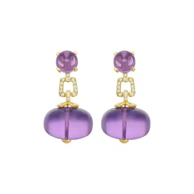 GOSHWARA Goshwara Beyond 18K Yellow Gold Amethyst & Diamond Drop Earrings by The Solist | Thumbnail 1 GOSHWARA Goshwara Beyond 18K Yellow Gold Amethyst & Diamond Drop Earrings by The Solist | Thumbnail 1