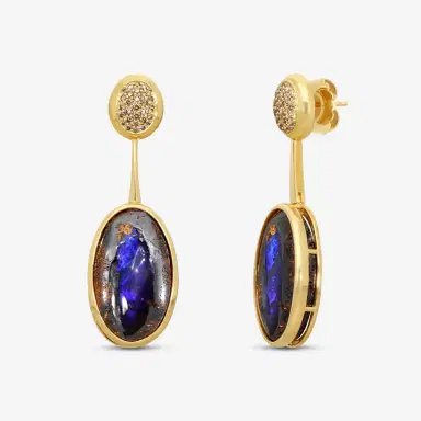 GOSHWARA Goshwara G-One 18K Yellow Gold Opal & Brown Diamond Drop Earrings by The Solist | Thumbnail 2 GOSHWARA Goshwara G-One 18K Yellow Gold Opal & Brown Diamond Drop Earrings by The Solist | Thumbnail 2