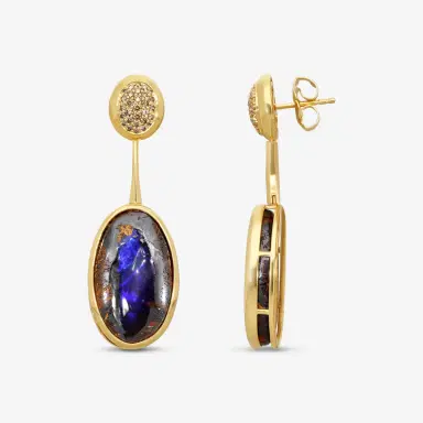 GOSHWARA Goshwara G-One 18K Yellow Gold Opal & Brown Diamond Drop Earrings by The Solist | Thumbnail 3 GOSHWARA Goshwara G-One 18K Yellow Gold Opal & Brown Diamond Drop Earrings by The Solist | Thumbnail 3