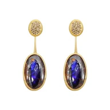 GOSHWARA Goshwara G-One 18K Yellow Gold Opal & Brown Diamond Drop Earrings by The Solist | Thumbnail 1 GOSHWARA Goshwara G-One 18K Yellow Gold Opal & Brown Diamond Drop Earrings by The Solist | Thumbnail 1