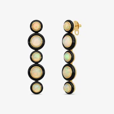 GOSHWARA Goshwara G-One 18K Yellow Gold Opal & Onyx Drop Earrings by The Solist | Thumbnail 2 GOSHWARA Goshwara G-One 18K Yellow Gold Opal & Onyx Drop Earrings by The Solist | Thumbnail 2