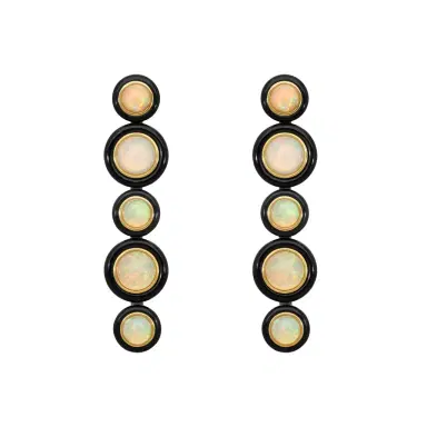 GOSHWARA Goshwara G-One 18K Yellow Gold Opal & Onyx Drop Earrings by The Solist | Thumbnail 1 GOSHWARA Goshwara G-One 18K Yellow Gold Opal & Onyx Drop Earrings by The Solist | Thumbnail 1