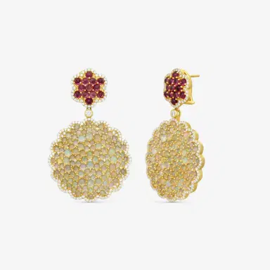 GOSHWARA Goshwara G-One 18K Yellow Gold Opal, Rubellite & Diamond Earrings by The Solist | Thumbnail 2 GOSHWARA Goshwara G-One 18K Yellow Gold Opal, Rubellite & Diamond Earrings by The Solist | Thumbnail 2