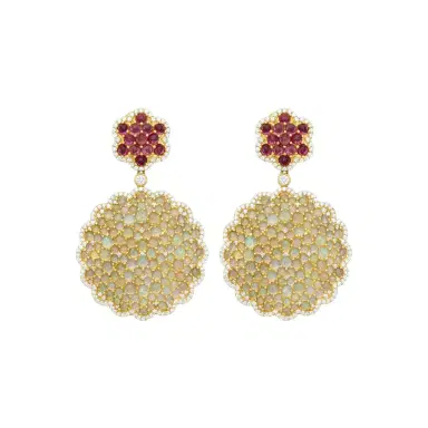 GOSHWARA Goshwara G-One 18K Yellow Gold Opal, Rubellite & Diamond Earrings by The Solist | Thumbnail 1 GOSHWARA Goshwara G-One 18K Yellow Gold Opal, Rubellite & Diamond Earrings by The Solist | Thumbnail 1