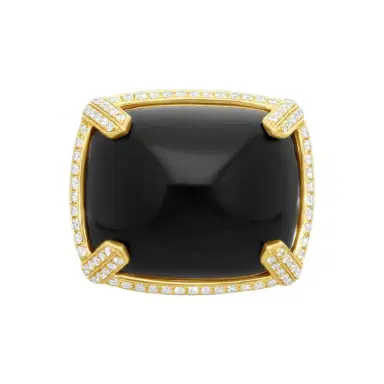 GOSHWARA Goshwara Rock N Roll 18K Yellow Gold Onyx & Diamond Ring Sz. 7 by The Solist | Thumbnail 1 GOSHWARA Goshwara Rock N Roll 18K Yellow Gold Onyx & Diamond Ring Sz. 7 by The Solist | Thumbnail 1