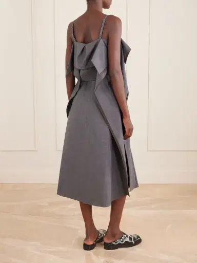 Sacai Pleated Ruffled Wool Midi Dress | Thumbnail 3 Sacai Pleated Ruffled Wool Midi Dress | Thumbnail 3