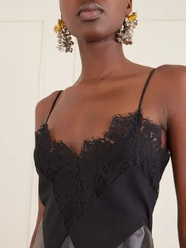 Sharon Wauchob Tulipa Gathered Lace-trimmed Jersey And Leather Midi Dress | Thumbnail 4 Sharon Wauchob Tulipa Gathered Lace-trimmed Jersey And Leather Midi Dress | Thumbnail 4