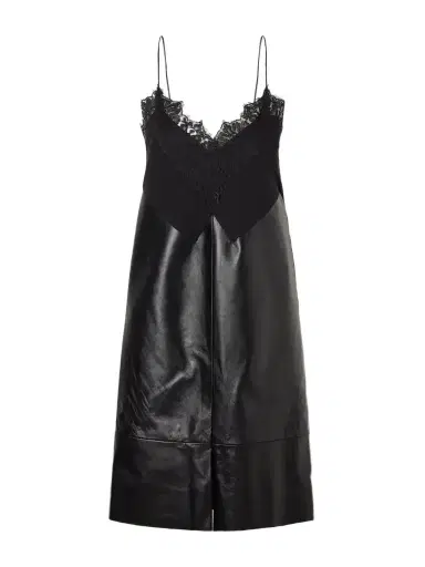 Sharon Wauchob Tulipa Gathered Lace-trimmed Jersey And Leather Midi Dress | Thumbnail 1 Sharon Wauchob Tulipa Gathered Lace-trimmed Jersey And Leather Midi Dress | Thumbnail 1