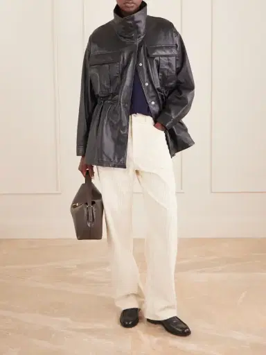 RÓHE Sculptural Gathered Leather Jacket | Thumbnail 2 RÓHE Sculptural Gathered Leather Jacket | Thumbnail 2