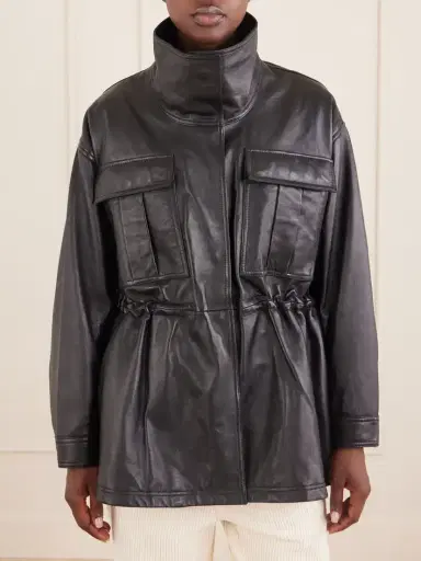 RÓHE Sculptural Gathered Leather Jacket | Thumbnail 3 RÓHE Sculptural Gathered Leather Jacket | Thumbnail 3