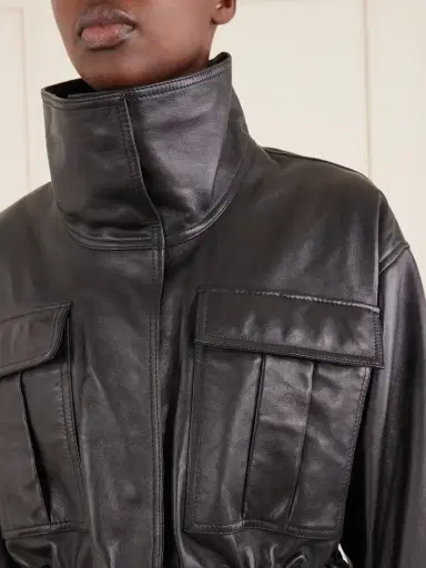 RÓHE Sculptural Gathered Leather Jacket | Thumbnail 5 RÓHE Sculptural Gathered Leather Jacket | Thumbnail 5