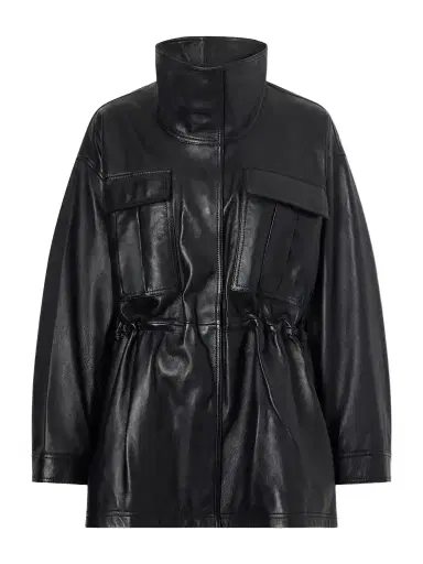 RÓHE Sculptural Gathered Leather Jacket | Thumbnail 1 RÓHE Sculptural Gathered Leather Jacket | Thumbnail 1