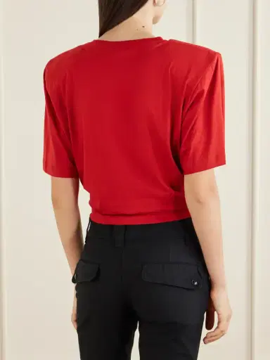 Magda Butrym Knotted Cropped Cotton-blend Jersey T-shirt | Thumbnail 3 Magda Butrym Knotted Cropped Cotton-blend Jersey T-shirt | Thumbnail 3
