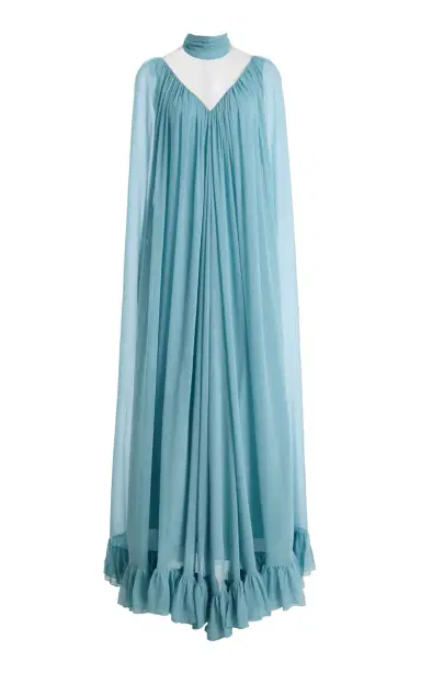 Rodarte Pleated Cape Chiffon Gown | Thumbnail 1 Rodarte Pleated Cape Chiffon Gown | Thumbnail 1