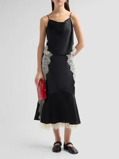 Cinq à Sept Women's Esme Satin Liore Midi Skirt - Black Gardenia | Thumbnail 2 Cinq à Sept Women's Esme Satin Liore Midi Skirt - Black Gardenia | Thumbnail 2