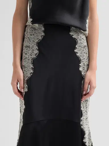Cinq à Sept Women's Esme Satin Liore Midi Skirt - Black Gardenia | Thumbnail 5 Cinq à Sept Women's Esme Satin Liore Midi Skirt - Black Gardenia | Thumbnail 5