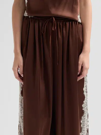 Cinq à Sept Women's Esme Satin Verne Pants - Espresso Gardenia | Thumbnail 5 Cinq à Sept Women's Esme Satin Verne Pants - Espresso Gardenia | Thumbnail 5
