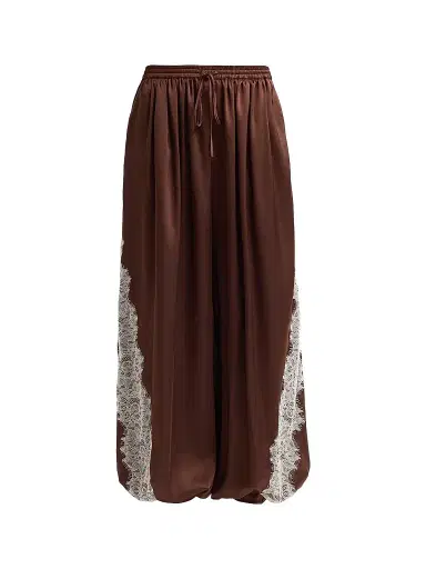 Cinq à Sept Women's Esme Satin Verne Pants - Espresso Gardenia | Thumbnail 1 Cinq à Sept Women's Esme Satin Verne Pants - Espresso Gardenia | Thumbnail 1