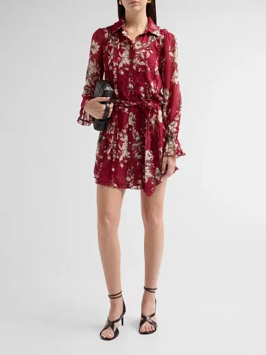 Cinq à Sept Women's Handsketched Floral Estelle Mini Dress - Berrywine Gardenia | Thumbnail 2 Cinq à Sept Women's Handsketched Floral Estelle Mini Dress - Berrywine Gardenia | Thumbnail 2