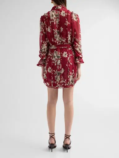 Cinq à Sept Women's Handsketched Floral Estelle Mini Dress - Berrywine Gardenia | Thumbnail 3 Cinq à Sept Women's Handsketched Floral Estelle Mini Dress - Berrywine Gardenia | Thumbnail 3