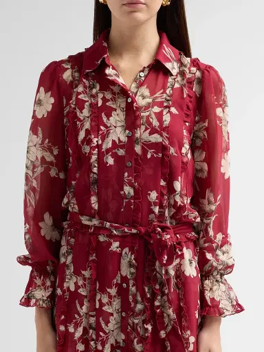 Cinq à Sept Women's Handsketched Floral Estelle Mini Dress - Berrywine Gardenia | Thumbnail 5 Cinq à Sept Women's Handsketched Floral Estelle Mini Dress - Berrywine Gardenia | Thumbnail 5